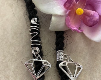 Loc Jewelry Silver 3D Diamond Braid/Dread Charm Dreadlock Coil or Cuff Locs Sisterloc Spiral Coil Hair Accessories Valentine Day Gift