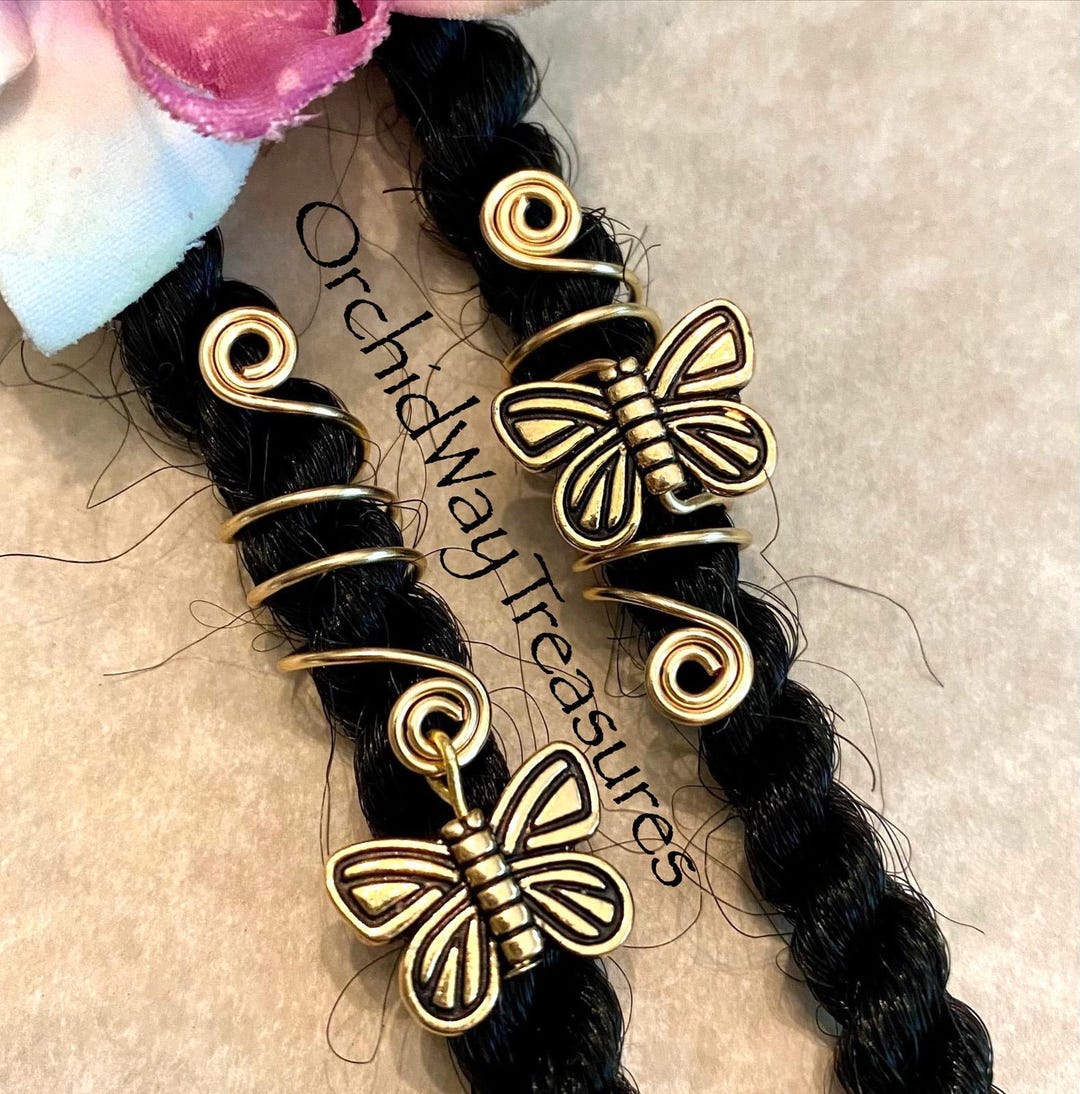 Gold Butterfly Dread/braid Charm Dreadlock Coil Sisterloc Hair ...