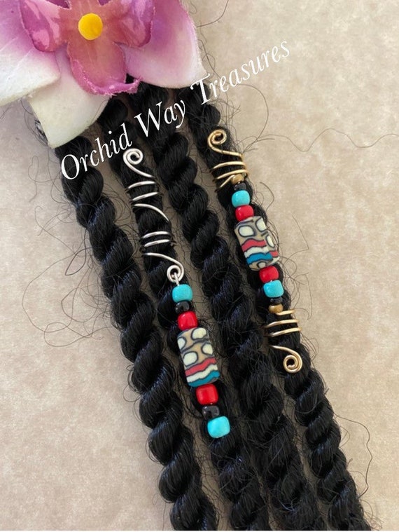 Loc Jewelry W aztec Beads Dreadlock Charm Hair Jewelry Braids