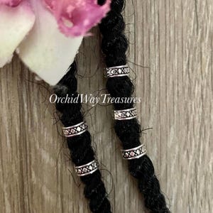 Silver Dread/Braid Beads Set of 5 Viking Beard Beads Sisterloc Cuffs 5mm Opening Braids Dreads Large Hole Bead Hair Accessories Loc Jewelry