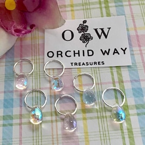 Loc Jewelry Hair Rings w/Czech Glass Teardrops 6 Silver-Gold-Pink-Copper or Bronze Braid/Dread Rings Locs Dreadlock Crystal Raindrop Mermaid