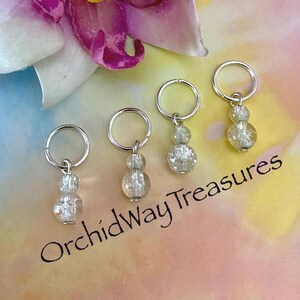 Silver Hair Rings w/Clear Glass Bead Dangles Set of 4 Braid/Dread Rings Loc Jewelry Dreadlock Sisterloc Hair Accessories