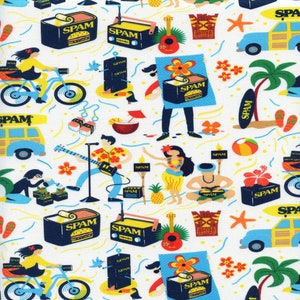 Spam Life Michael Miller Cotton Fabric DDC8931-Whit-D White, By the Yard
