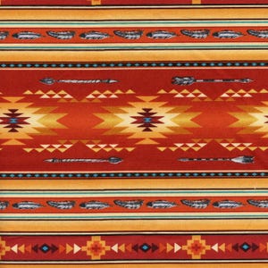 HALF YARD Native Spirit Southwest Terracotta Stripe Sew Quilt Fabric Elizabeth&#39;s Studio