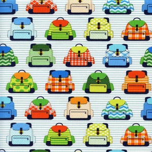 Kids Backpacks Saved by the Bell Studio E Cotton Fabric E4644-1 White, By the Yard