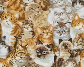 Petpourri Kittens Cats Elizabeth's Studio Sewing Cotton Fabric 1253 Multi, By the Yard