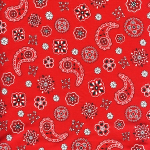Paisley Bandana Timeless Treasures Cotton Fabric West-C8825 Red, By the Yard