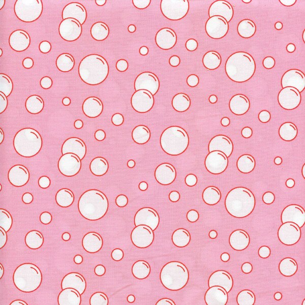 Bubbles The Cat's Pyjamas Ella Blue Cotton Fabric TE5015P Pink, By the Yard