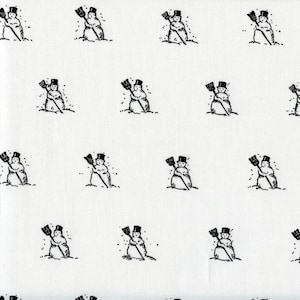 Small Snowmen Snow Sweet Riley Blake Cotton Fabric C9664 White, By the Yard