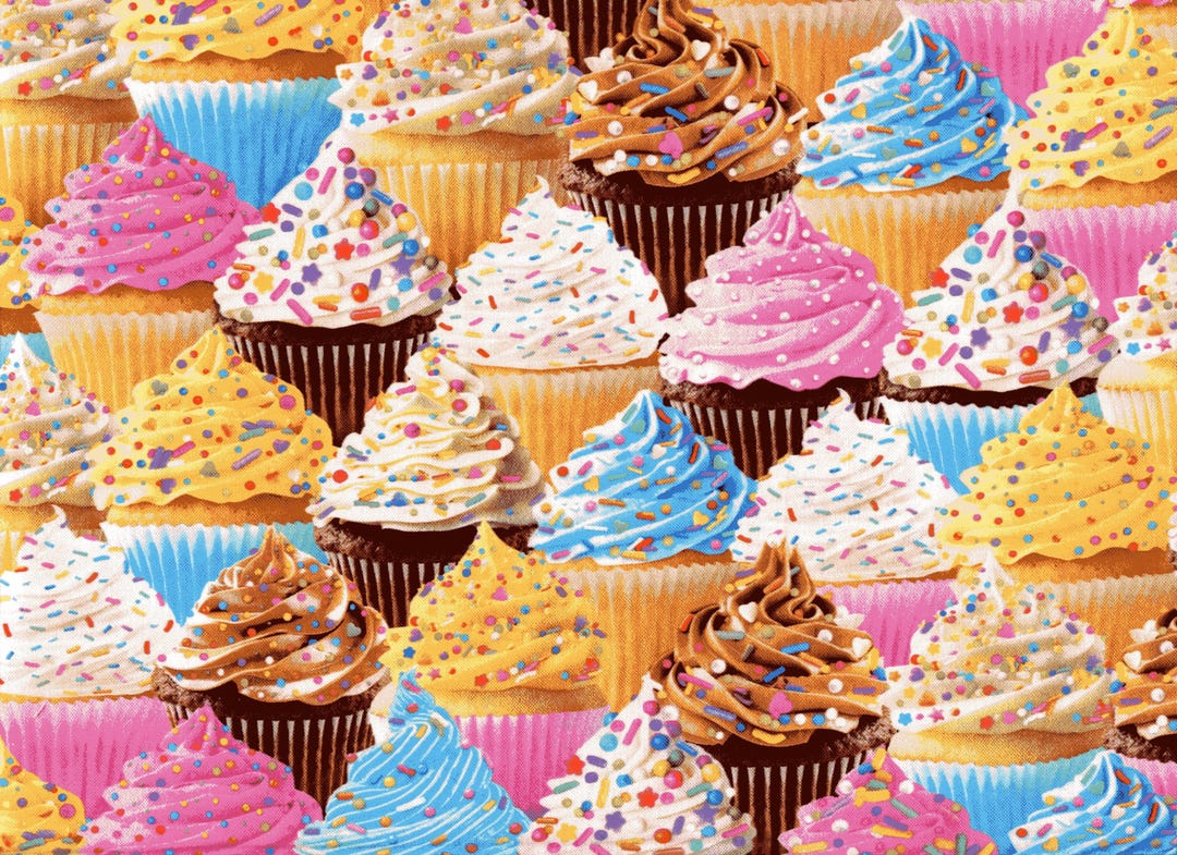 Packed Cupcakes Food Timeless Treasures Cotton Fabric CD3781 Multi, by ...
