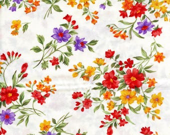 HALF YARD Bright Wildflower Floral Bouquet Quilt Sew Cotton Fabric