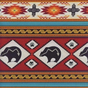 Bears Southwest Stripe Tucson Elizabeth&#39;s Studio Cotton Fabric 516 Terracotta, By the Yard