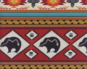 Bears Southwest Stripe Tucson Elizabeth's Studio Cotton Fabric 516 Terracotta, By the Yard