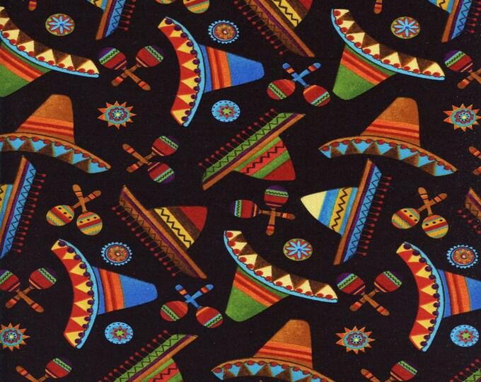 Sombrero mariachi fiesta blank textiles cotton fabric b 9375 99 black