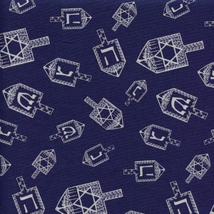 HALF YARD Dreidels C9650 Blue Festival of Lights Quilt Sew Fabric Riley Blake