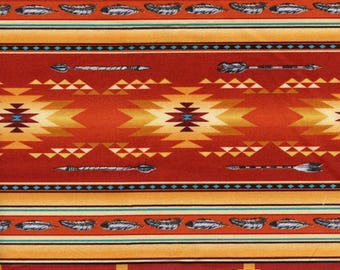 3/4 YARD Native Spirit Southwest Terracotta Stripe Sew Quilt Fabric Elizabeth's Studio