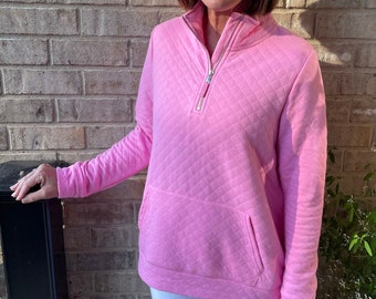 Monogrammed  Quarter Zip Quilted Pullover / Ladies Sizing /Special PRICE/  ALMOST GONE
