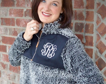 Sherpa--- Quarter Zip Pullover- Monogrammed/ Adult Sizing/ ONE BROWN 2X Left
