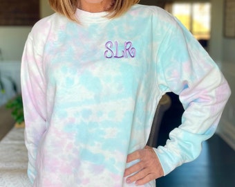 Monogrammed  Cotton Candy- TIE DYE Sweatshirt--  Sizes up to 3X... NEW!