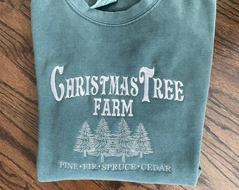 Comfort Colors Sweatshirt--Christmas Tree Farm Design—Spruce Green