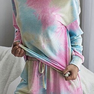 Monogrammed TIE DYE Pajama / Lounge Sets/ Shirt and Shorts