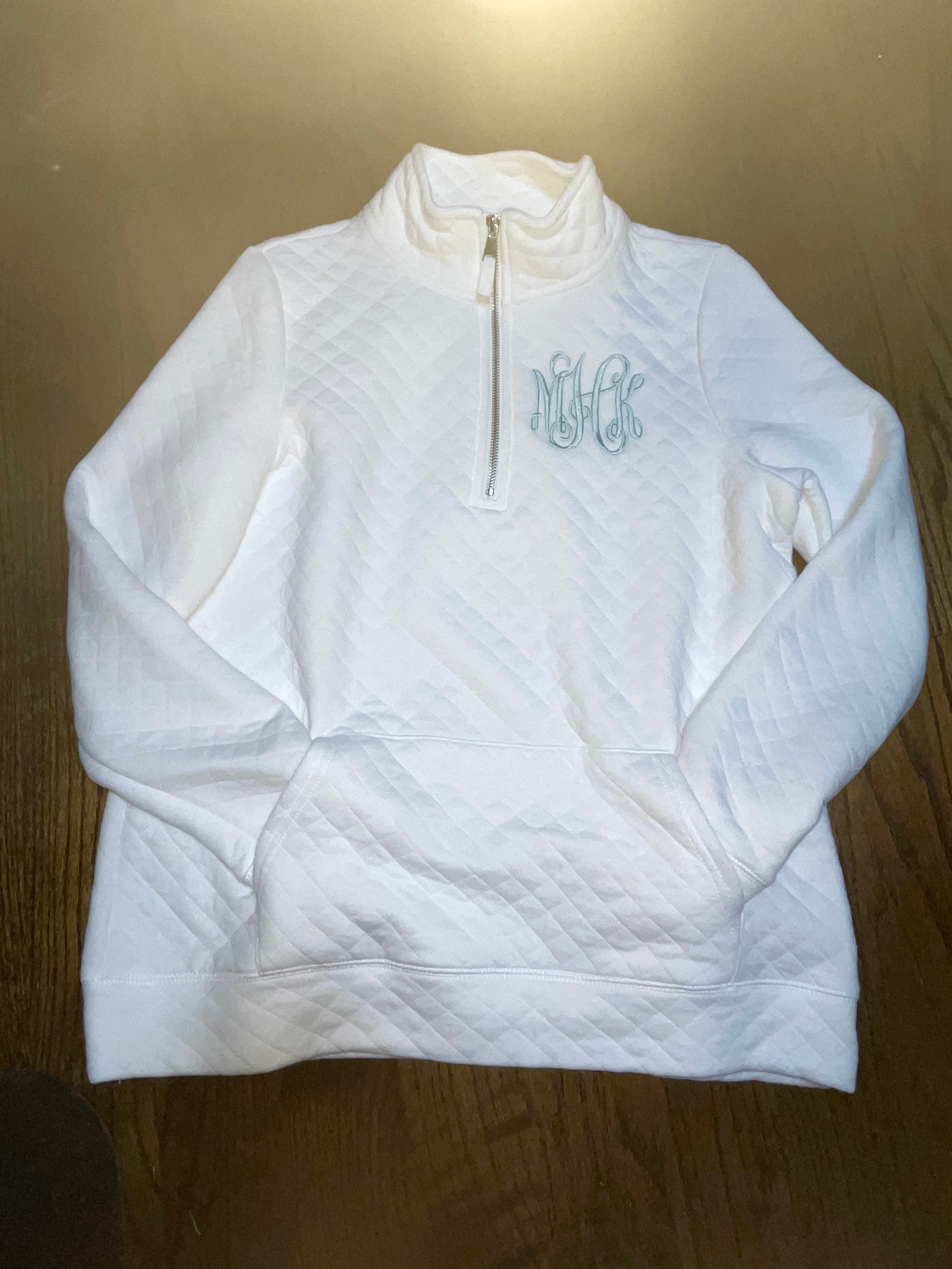 monogrammed quilted pullover tunic