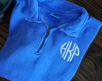 Monogrammed Quarter Zip COMFORT COLORS pullover--Huge STOCK of These!