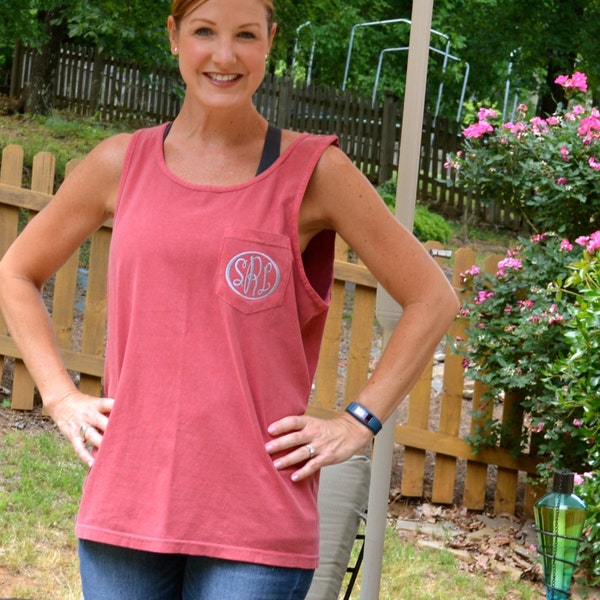 Comfort Color Pocket Tank/ Monogrammed/Bridesmaid Gift/ Beach Cover-Up