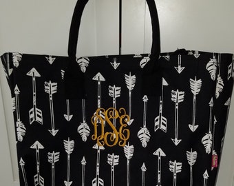 Large Monogrammed Tote/ BEACH BAG/ Gift Idea-
