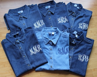 Monogrammed Denim Shirt ---