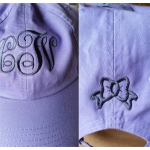 Monogrammed Ball Cap With Embroidered Bow on Back image 2