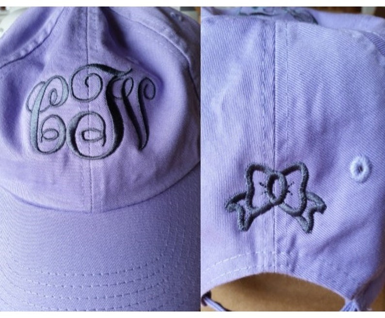 Monogrammed Ball Cap With Embroidered Bow on Back image 2