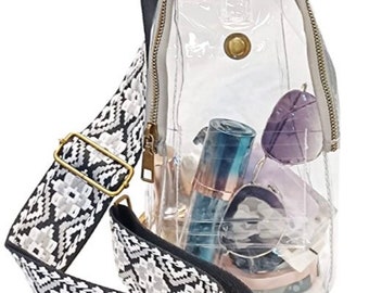 CLEAR Sling Crossbody Bag  with Guitar Strap/ Game Day!