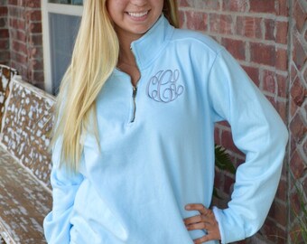 Monogrammed Quarter Zip COMFORT COLORS pullover--New Shipment!