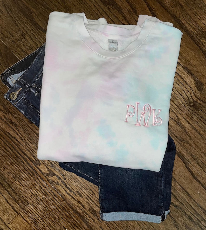 Monogrammed Cotton Candy TIE DYE Sweatshirt Sizes up to 3X... NEW image 2