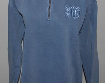 Monogrammed Quarter Zip COMFORT COLORS pullover--Huge STOCK of These!