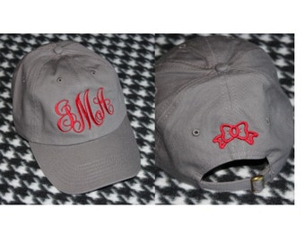 Monogrammed Ball Cap With Embroidered Bow on Back