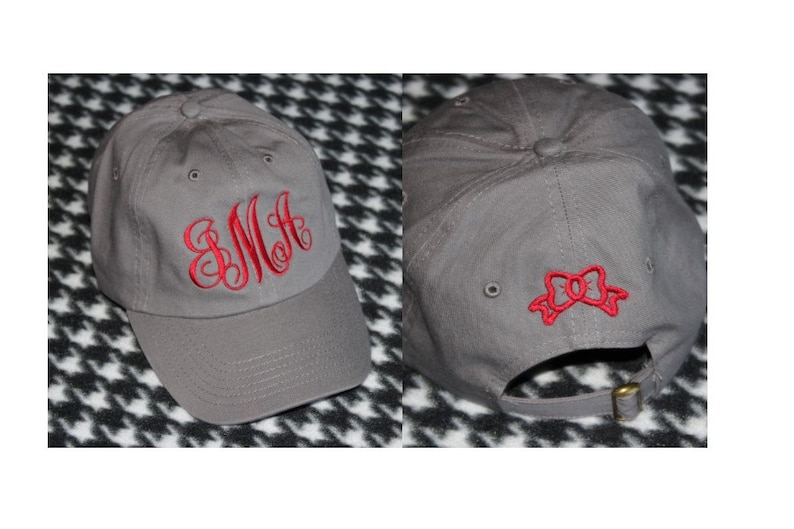 Monogrammed Ball Cap With Embroidered Bow on Back image 1