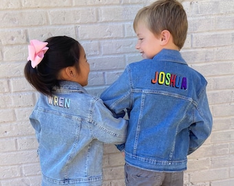 Denim Jacket for KIDS /All Sizes Baby thru Youth / Free Name in Shadow or Choice of Font/ Just RESTOCKED