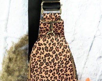 Sling Crossbody Bag / FREE Monogram/ Guitar Strap/ COW Print/ TWO Cheetah Prints