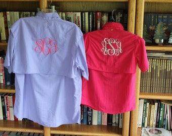 Monogrammed Fishing Shirts-- Short Sleeve / CLOSEOUT PRICE /Swimsuit Cover Up/ Bridesmaid Gift!