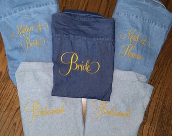 Monogrammed Denim Shirt for Brides/ Bridesmaids/  Beach Cover Up