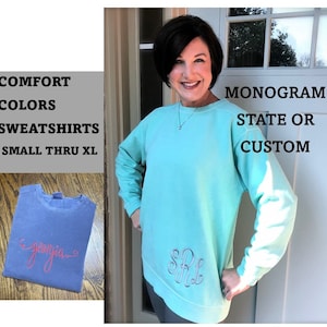 Comfort Colors / Monogrammed Sweatshirt MONOGRAMMED-SIZES Small through XLarge/ MORE Colors Added image 1