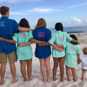 Monogrammed Fishing Short Sleeve Shirts--  For The ENTIRE FAMILY---Custom order any size