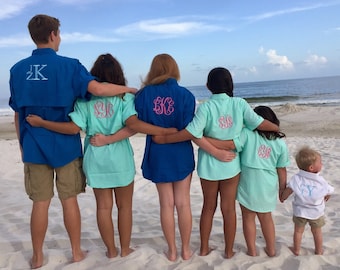 Monogrammed Fishing Short Sleeve Shirts-- For The ENTIRE FAMILY---Custom  order any size