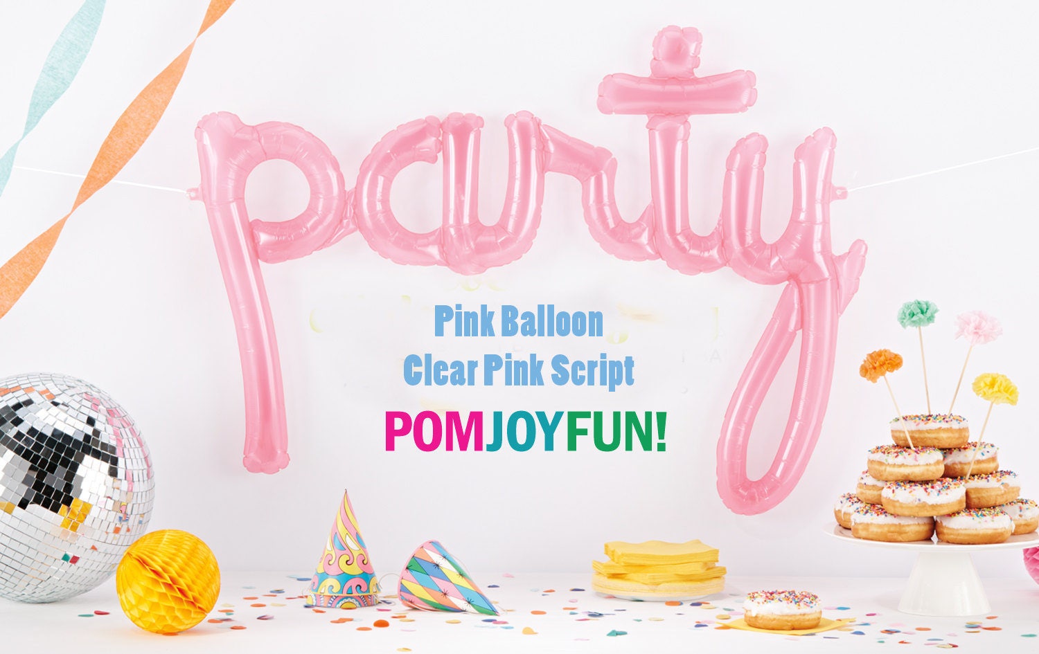 Pink Party Script Balloon Banner Birthday Party Decor Ideas Girls First