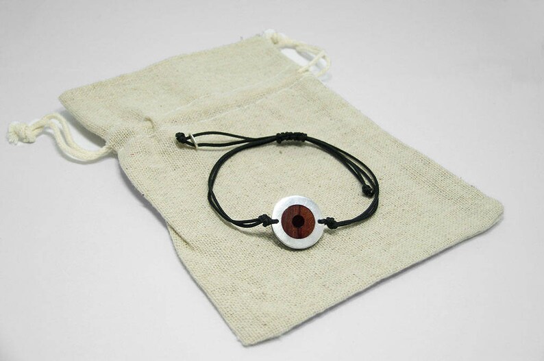 Perfect Gift BRACELET EYE Wooden High quality Handmade Jewelry by Silver 925 and Rosewood
