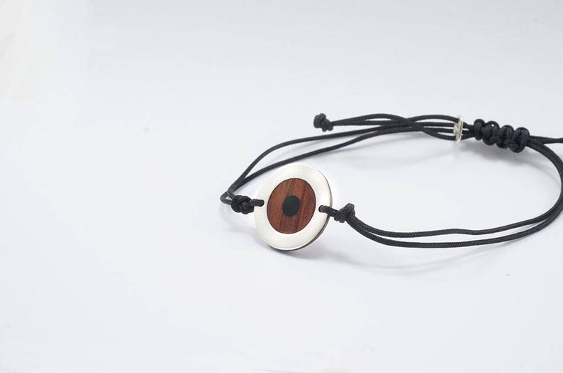 Perfect Gift BRACELET EYE Wooden High quality Handmade Jewelry by Silver 925 and Rosewood