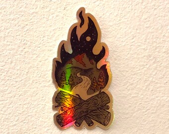 Campfire Holographic Sticker