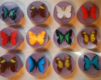 Butterfly Soaps, 100% pure Lavender essential oil, naturally colored with amethyst mica.